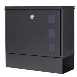 locking mailbox wall mounted vertical– jssmst mailboxes with key lock large capacity, 14.3 x 4.1 x 11.8 inch, black, sm-hpb911bn