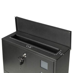 Locking Mailbox Wall Mounted Vertical– Jssmst mailboxes with Key Lock Large Capacity, 14.3 x 4.1 x 11.8 Inch, Black, SM-HPB911BN