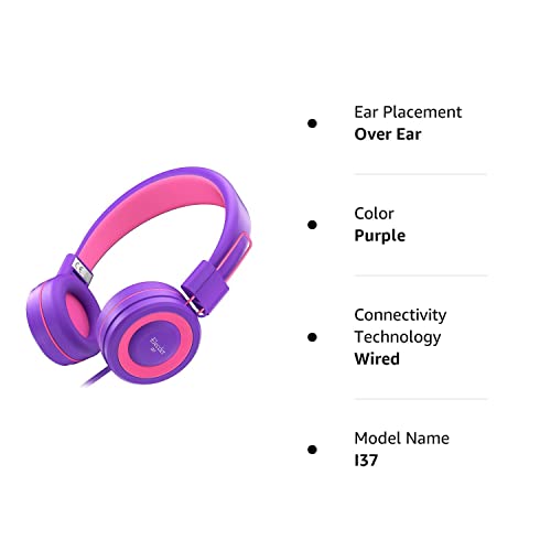 ELECDER i37 Kids Headphones for Children Girls Boys Teens Foldable Adjustable On Ear Headphones with 3.5mm Jack for Cellphones Computer MP3/4 Kindle School