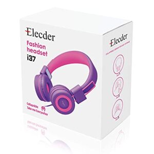 ELECDER i37 Kids Headphones for Children Girls Boys Teens Foldable Adjustable On Ear Headphones with 3.5mm Jack for Cellphones Computer MP3/4 Kindle School