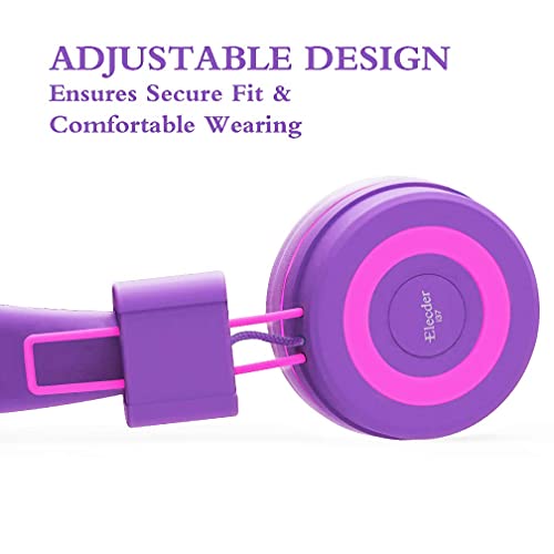 ELECDER i37 Kids Headphones for Children Girls Boys Teens Foldable Adjustable On Ear Headphones with 3.5mm Jack for Cellphones Computer MP3/4 Kindle School