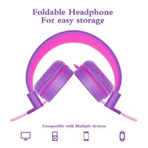 ELECDER i37 Kids Headphones for Children Girls Boys Teens Foldable Adjustable On Ear Headphones with 3.5mm Jack for Cellphones Computer MP3/4 Kindle School