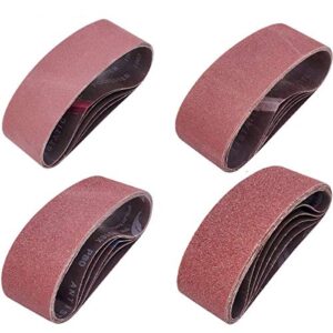 sackorange 20 pcs 3 inch x 21 inch abrasive sanding belts - 5 each of 40 80 120 240 grit aluminum oxide sanding belts for belt sander (3 x 21 inch)