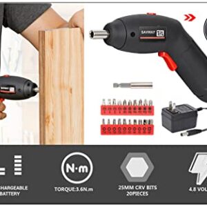 Small Home Tool Kit included Battery Screwdriver Cordless Women's Tool Kit with Case-SAVWAY P7994 Hand Tool Set with Black Toolbox for DIY Projects