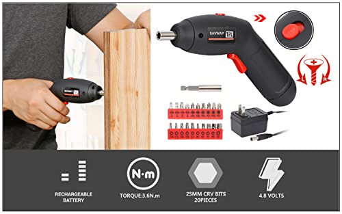 Small Home Tool Kit included Battery Screwdriver Cordless Women's Tool Kit with Case-SAVWAY P7994 Hand Tool Set with Black Toolbox for DIY Projects