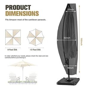 skyfiree Umbrella Covers for Outdoor Umbrellas Cantilever Umbrella Covers Patio 9 to 13 ft 420D Waterproof Durable Outdoor Umbrella Covers with Zipper Banana Umbrella Protector Black