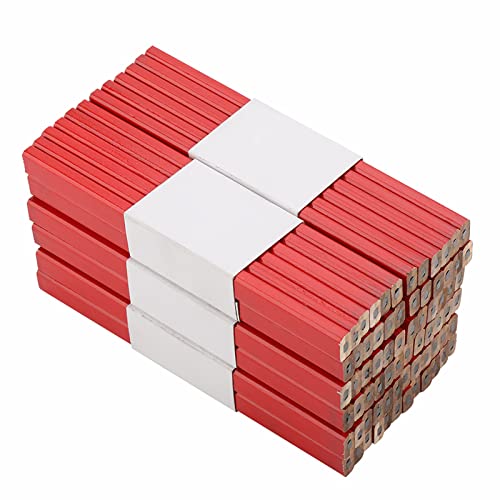 FTVOGUE 72Pcs 175mm Red Carpenter Pencil Octagonal Hard Woodworking Marking Pencils