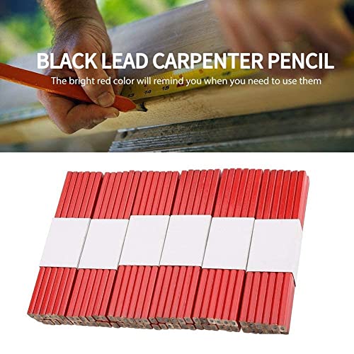 FTVOGUE 72Pcs 175mm Red Carpenter Pencil Octagonal Hard Woodworking Marking Pencils