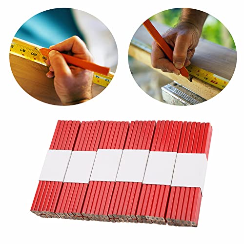 FTVOGUE 72Pcs 175mm Red Carpenter Pencil Octagonal Hard Woodworking Marking Pencils