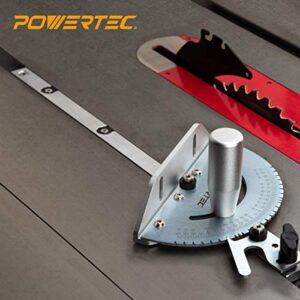 POWERTEC 71142 Universal Table Saw Miter Gauge Assembly/Miter Gauge with 27 Angle Stops