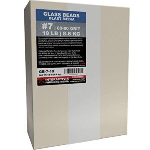 #7 glass beads - 19 lb or 8.6 kg - blasting abrasive media (fine) 60-80 mesh or grit - spec no 7 for blast cabinets or sand blasting guns - small beads for cleaning and finishing