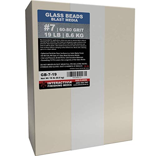 #7 Glass Beads - 19 lb or 8.6 kg - Blasting Abrasive Media (Fine) 60-80 Mesh or Grit - Spec No 7 for Blast Cabinets Or Sand Blasting Guns - Small Beads for Cleaning and Finishing