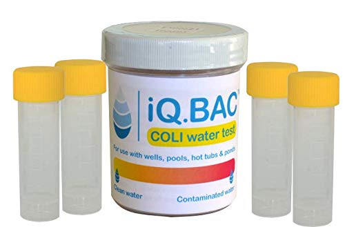 iQ.BAC Water Testing Kit 4 Pack | Coliform & E Coli Testing Kit | Hot Tubs Pond Lake Well Pool Test Kit | E Coli Testing Kit | Portable Water Test Kit | Water Test Kits For Drinking Water Recycled