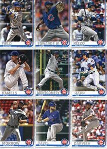 2019 topps complete (series 1 & 2) baseball chicago cubs team set of 28 cards: ben zobrist(#9), jon lester(#40), david bote(#86), javier baez(#90), jose quintana(#105), willson contreras(#119), pedro strop(#142), kyle hendricks(#171), wrigley field(#197),