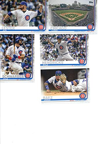 2019 Topps Complete (Series 1 & 2) Baseball Chicago Cubs Team Set of 28 Cards: Ben Zobrist(#9), Jon Lester(#40), David Bote(#86), Javier Baez(#90), Jose Quintana(#105), Willson Contreras(#119), Pedro Strop(#142), Kyle Hendricks(#171), Wrigley Field(#197),