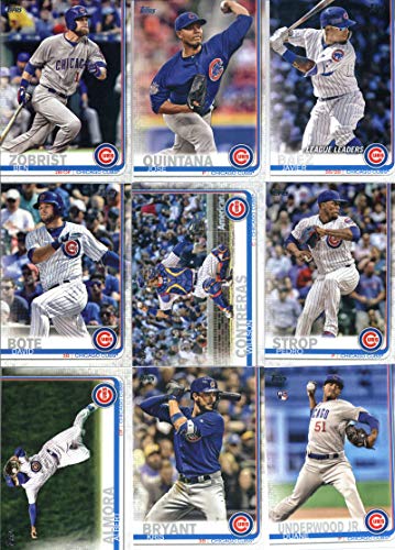 2019 Topps Complete (Series 1 & 2) Baseball Chicago Cubs Team Set of 28 Cards: Ben Zobrist(#9), Jon Lester(#40), David Bote(#86), Javier Baez(#90), Jose Quintana(#105), Willson Contreras(#119), Pedro Strop(#142), Kyle Hendricks(#171), Wrigley Field(#197),