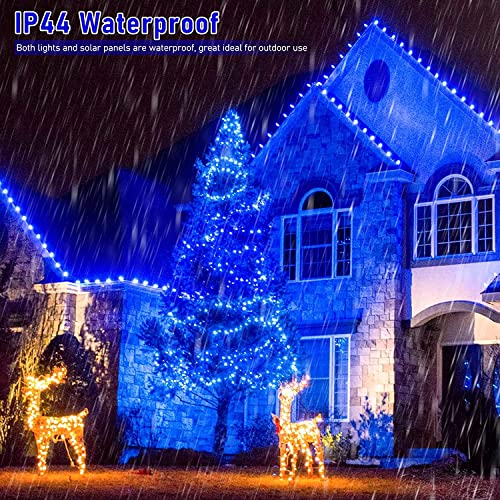 JMEXSUSS 2 Pack Blue Solar Christmas Lights, 33ft 100 LED Solar String Lights Outdoor Waterproof, 8 Modes Copper Wire Mini Solar Fairy Lights for Outside Patio Garden Tree Party Christmas Decorations