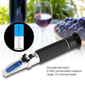 Alcohol Refractometer with ATC 0~80% VOL Volume,Professional Handheld Brix for Grape Wine Brewing,Dual Scale Measurement Tool for Making Alcohol Test Winemakers Homebrew