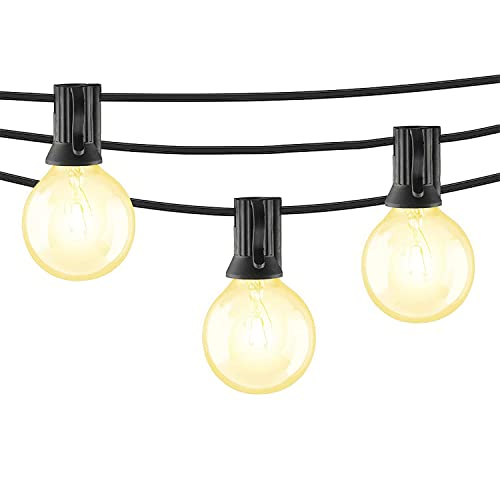 Beams 5W G40 Globe Bulb Incandescent Weatherproof Indoor/Outdoor String Lights, 25 feet, Black