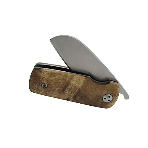 KUNSON Compact Keychain Folding Pocket Knife Mini EDC Knife, 440 High Carbon Stainless Steel Blade, Natural Shadow wood Handle, Perfect for Man and Woman Outdoors Survival Camping Daily Use