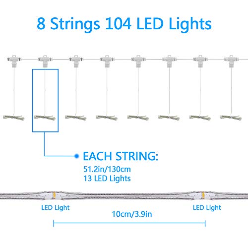 PULIVIA Patio Umbrella Lights Outdoor Strings Lights with 104 LEDs 8 Lighting Modes Remote Control, Battery Operated Waterproof Umbrella Lights 2022 Upgraded, Warm White Battery not Included