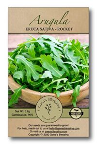 gaea's blessing seeds - arugula seeds -2000 seeds - roquette rocket heirloom - non-gmo seeds with easy to follow planting instructions - 90% germination rate (pack of 1)