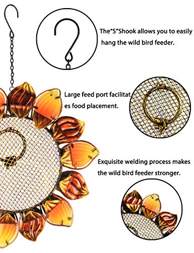 MUMTOP Wild Bird Feeders 14" Metal Sunflower Outdoor Bird Breeders Can Hang in Patio Garden Trees with Hook