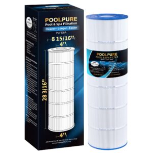 POOLPURE PLF175A Pool Filter Replaces Hayward C1750, CX1750RE, PA175, Ultral-B4, Unicel C-8417, Filbur FC-1294, Sta-Rite PXC175, 817-0175P, L x OD: 28 3/16" x8 15/16", 175 sq.ft Cartridge