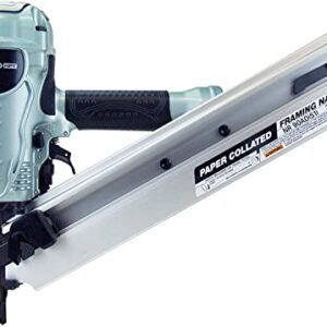 Metabo HPT NR90ADS1 Pneumatic Framing Nailer, 2" up to 3-1/2" Paper Collated Nails .113 - .148, Tool-less Depth Adjustment, 30 Degree Magazine, Selective Actuation Switch (Renewed)