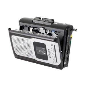 Jensen CR-100 Retro Portable AM/FM Radio Personal Cassette Player Compact Lightweight Design Stereo AM/FM Radio Cassette Player/Recorder & Built in Speaker (Black Series)