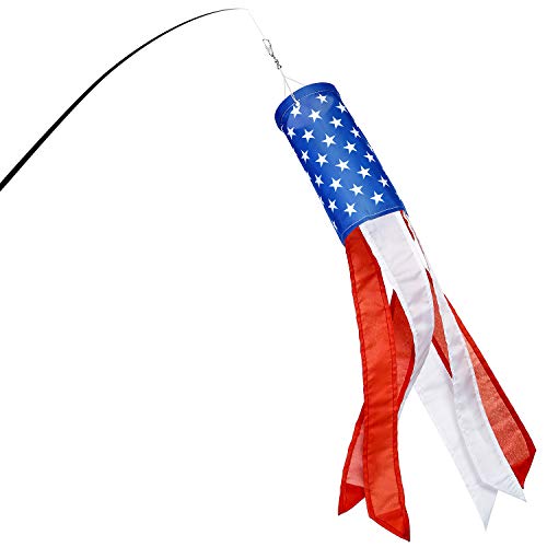 Boao 2 Pieces 24 Inch American Flag Windsock US Stars and Stripes Hanging Decoration Windsock Waterproof Material for 4th of July Patriotic Day Outdoor Hangings