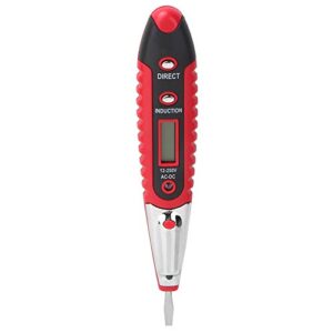 digital test pencil vd700 ac/dc 12-250v electrical test pencil detector voltage detector circuit tester multifunction led display with night eye lamp(red)