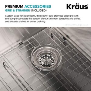 Kraus KCA-1102 Stark Dual Mount Drop Sink and Pull-Down Commercial Kitchen Faucet Combo in Stainless Steel Finish, 33"- Single Bowl