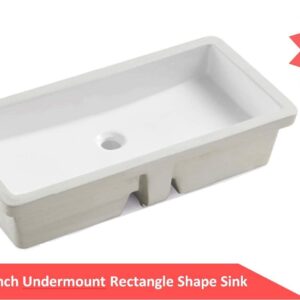 KINGSMAN Rectrangle Undermount Vitreous Ceramic Lavatory Vanity Bathroom Sink Pure White (27.9 Inch with Pop-up Drain)