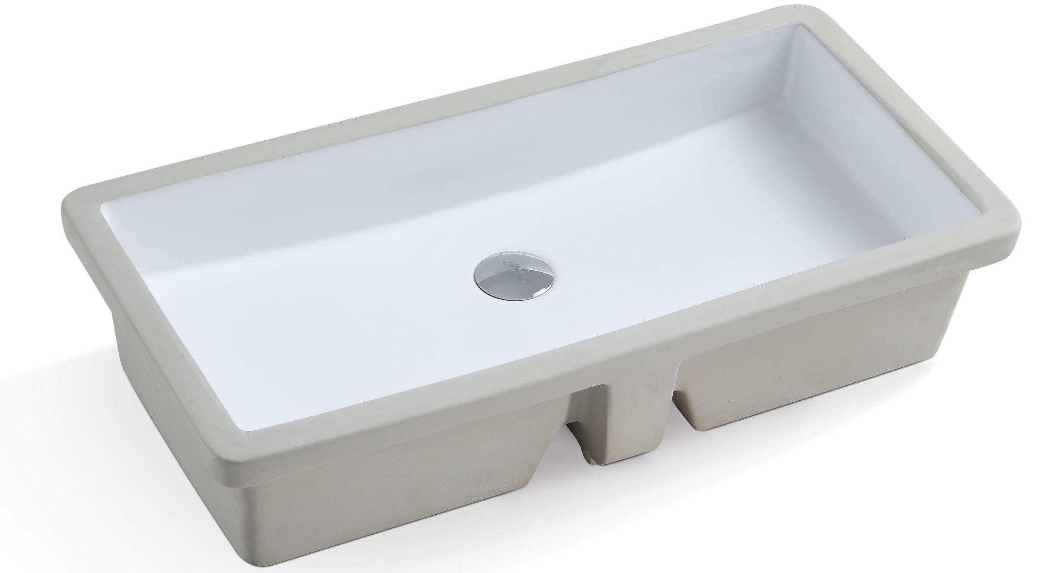 KINGSMAN Rectrangle Undermount Vitreous Ceramic Lavatory Vanity Bathroom Sink Pure White (27.9 Inch with Pop-up Drain)