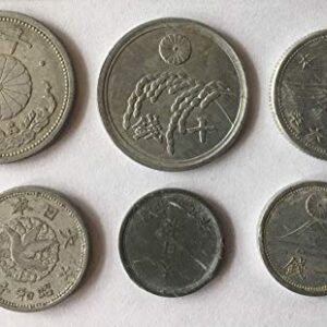 1 Authentic Historical WW2 Era (1946-1938) Japanese 6 Coin Set. Coinage From World War 2 German Ally Era Japan. Circulated Condition Graded by Seller