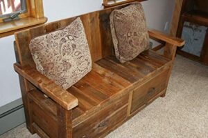 barn wood bench with back
