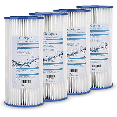 Geekpure 10-Inch Whole House Pleated PP Sediment Filter-4.5" x 10"-5 Micron