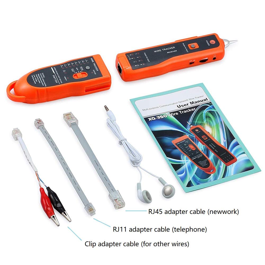 BOOGIIO Wire Tester RJ45 RJ11 Cable Tracker Line Finder Multifunction Wire Tracker Ethernet LAN Network Cat5 Cat6 with Earphone for Cable Collation, Network Maintenance Collation, Telephone Line Test