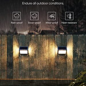 JACKYLED Solar Outdoor Deck Step Lights 8-Pack, 3-Side 270°Lighting 7 LED, Upgraded Solar Stair Lights IP65 Waterproof Solar Fence Lighting for Post, Dock, Patio, Backyard, Garden (Warm Yellow)