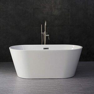 woodbridge 59" acrylic freestanding bathtub contemporary soaking tub with chrome overflow and drain, b-0014-c