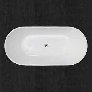 WOODBRIDGE 59" Acrylic Freestanding Bathtub Contemporary Soaking Tub with Chrome Overflow and Drain, B-0014-C