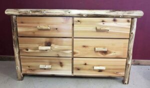 cedar log 6 drawer dresser