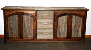 barn wood buffet with arched doors