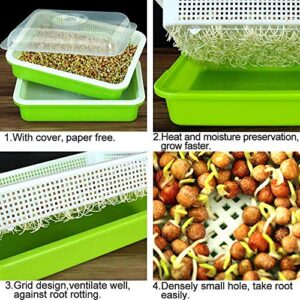 2 Pack of BPA Free Home Microgreen Soilless Hydroponics Seed Sprouter Grow Tray with Cover + Free Spray Bottle and 20 Sheets Growing Paper