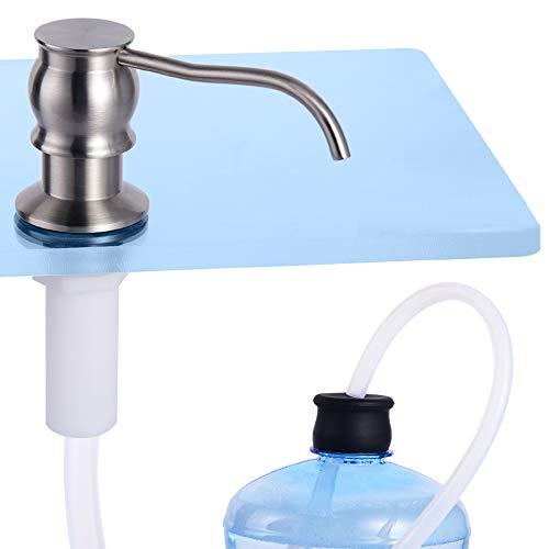 Sink Soap Dispenser (Brushed Nickel) for Kitchen Sink with 40" Silicone Extension Tube Kit, Brass Soap Dispenser for Liquid Soap