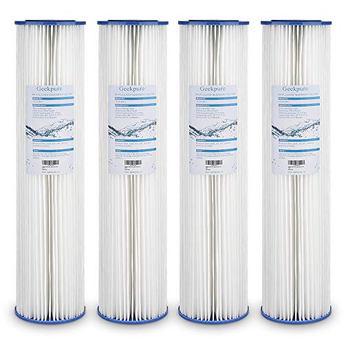 Geekpure Whole House Pleated PP Polypropylene Sediment Filter -4.5" x 20"-5 Micron (Pack 4)