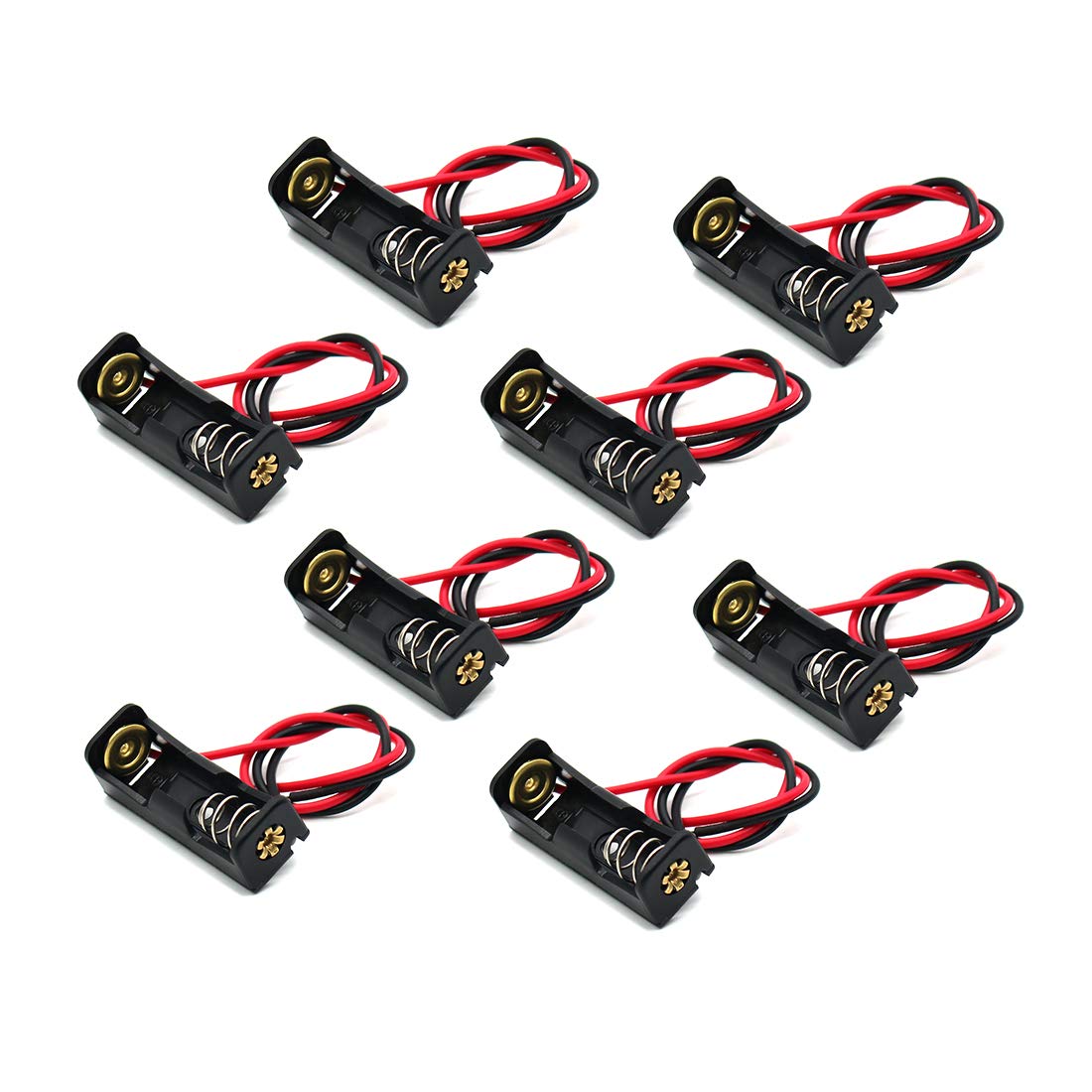 8 Pack A23 Battery Holder Box with Wire Leads 12V 23A Battery Holder Spring Clip Case Black Plastic Housing.