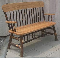 rustic hickory bench with back