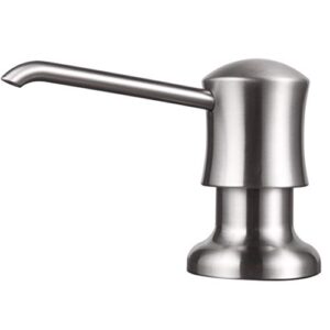 soap dispenser for kitchen sink brushed nickel, built-in and refill-from-top design with liquid hand & dish soap bottle